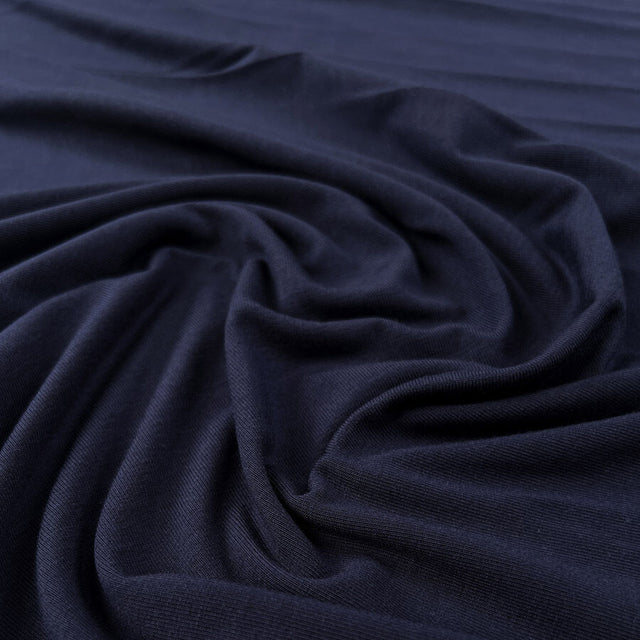 Bamboo Jersey Navy Blue Elastane Plain Knitted Tshirt Fabric