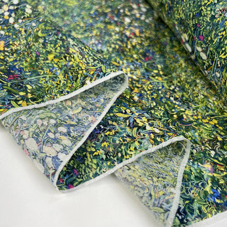 Bamboo Silk Meadow Whisper Green Floral Lightweight Dress Fabric Fold