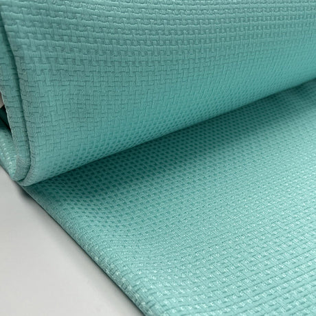 Basket Brocade Aqua Blue Polyester Italian Woven Dress Fabric Bolt