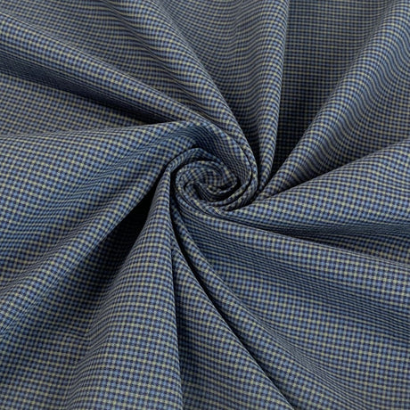 Be Mood Blue Checked Cotton Shirting Fabric Close Up Drape Fabric Photo