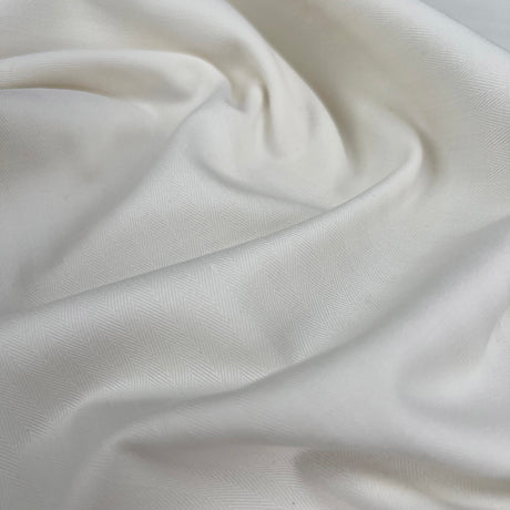 Be Mood Ivory Stretch Cotton Herringbone Trousering Fabric