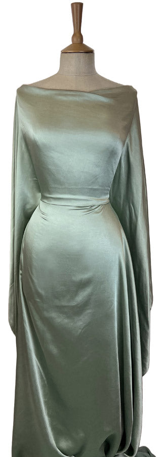 Bella Satin Stretch Mint Polyester Elastane Smooth Dressmaking Fabric Mannequin