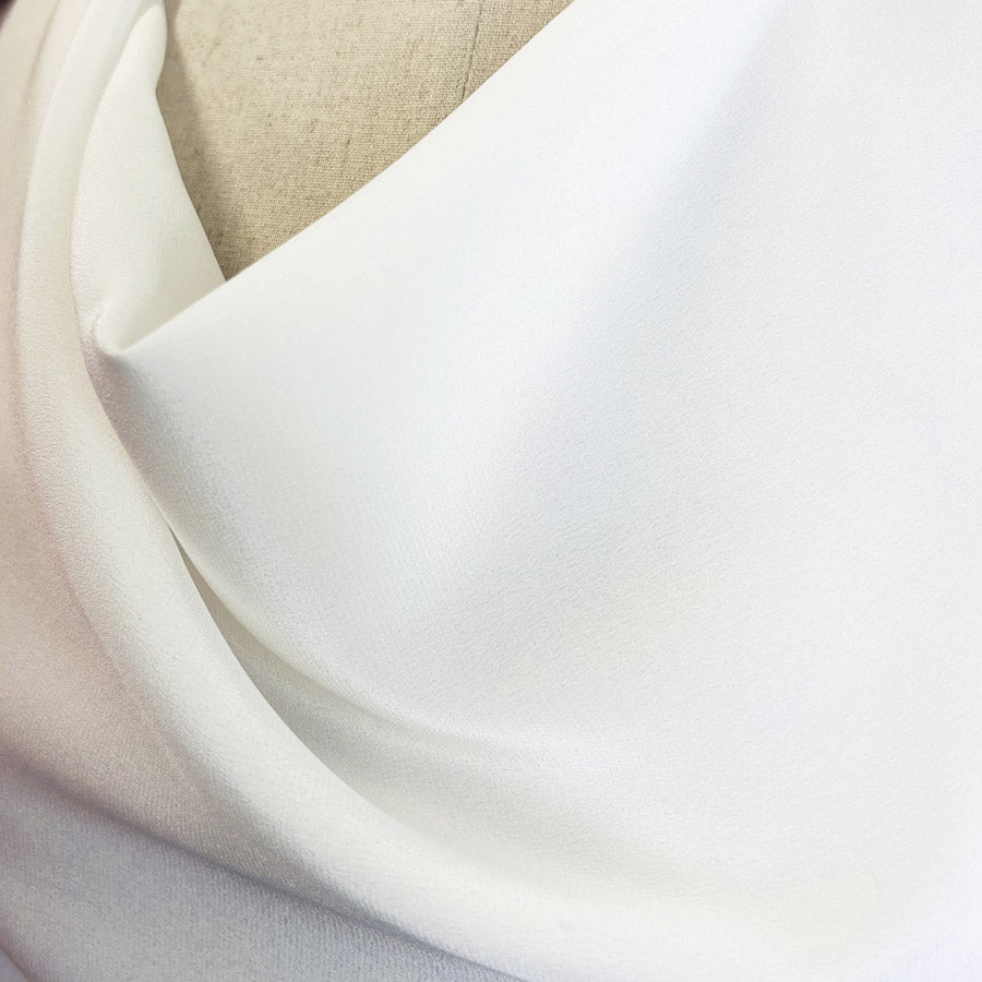 Belle Silk Crepe De Chine Dress Fabric White Neck