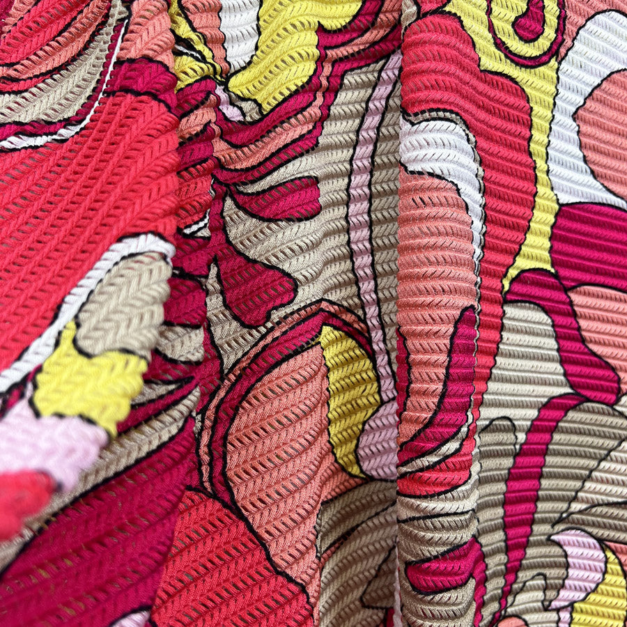 Bikini Breeze Pink Open Knit Pucci Ribbed Polyester Jersey Fabric