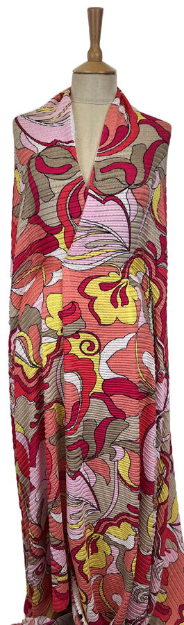 Bikini Breeze Pink Open Knit Pucci Ribbed Polyester Jersey Fabric Mannequin Front