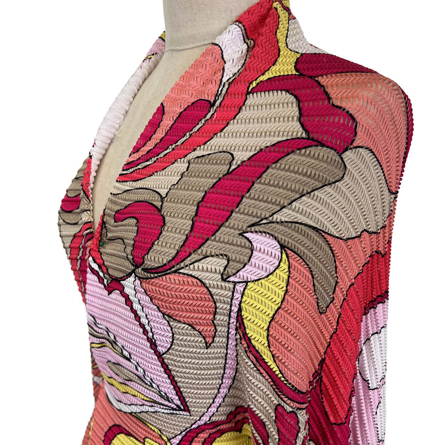 Bikini Breeze Pink Open Knit Pucci Ribbed Polyester Jersey Fabric Side