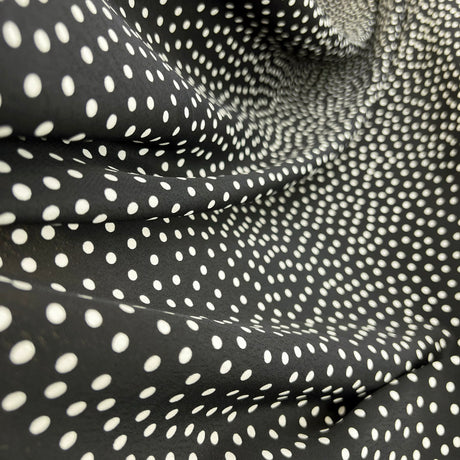 Black White Spot Crepe De Chine Polyester Dress Fabric Completely Dotty Drape