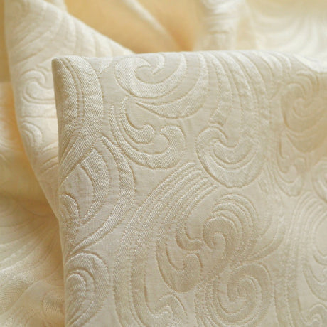 Boduoir Cream Swirly Embossed Polyetser Dress Craft Fabric Cu