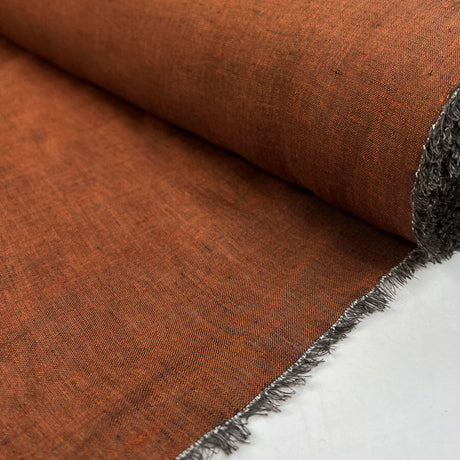 Bohemian Rhapsody Rust Linen Orange Italian Woven Shirting Fabric Roll