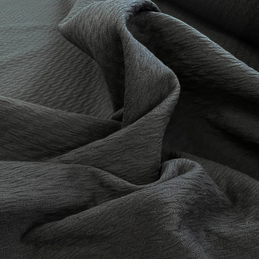 Bolero Cotton Elastane Black Textured Woven Suiting Fabric