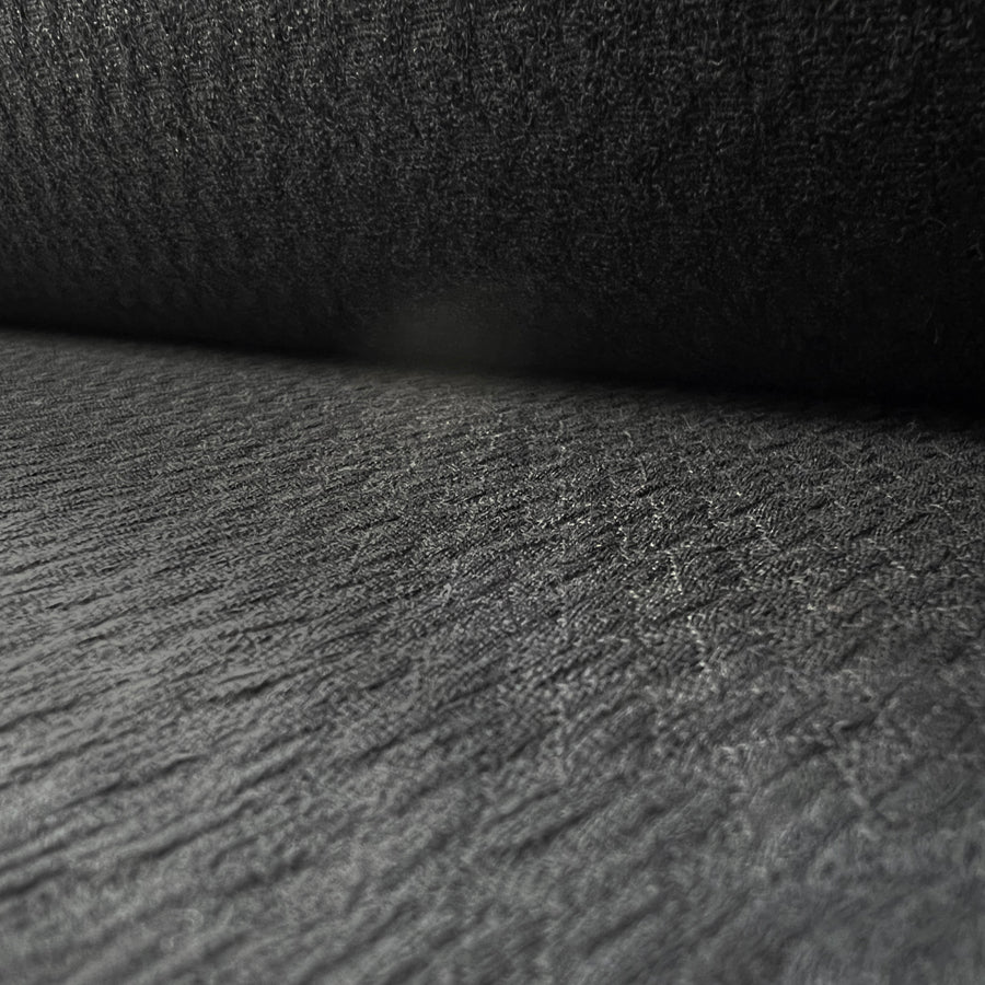 Bolero Cotton Elastane Black Textured Woven Suiting Fabric Cu2