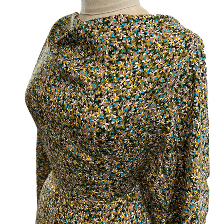 Bounty Full Green Yellow Floral Dressmaking Fabric Side