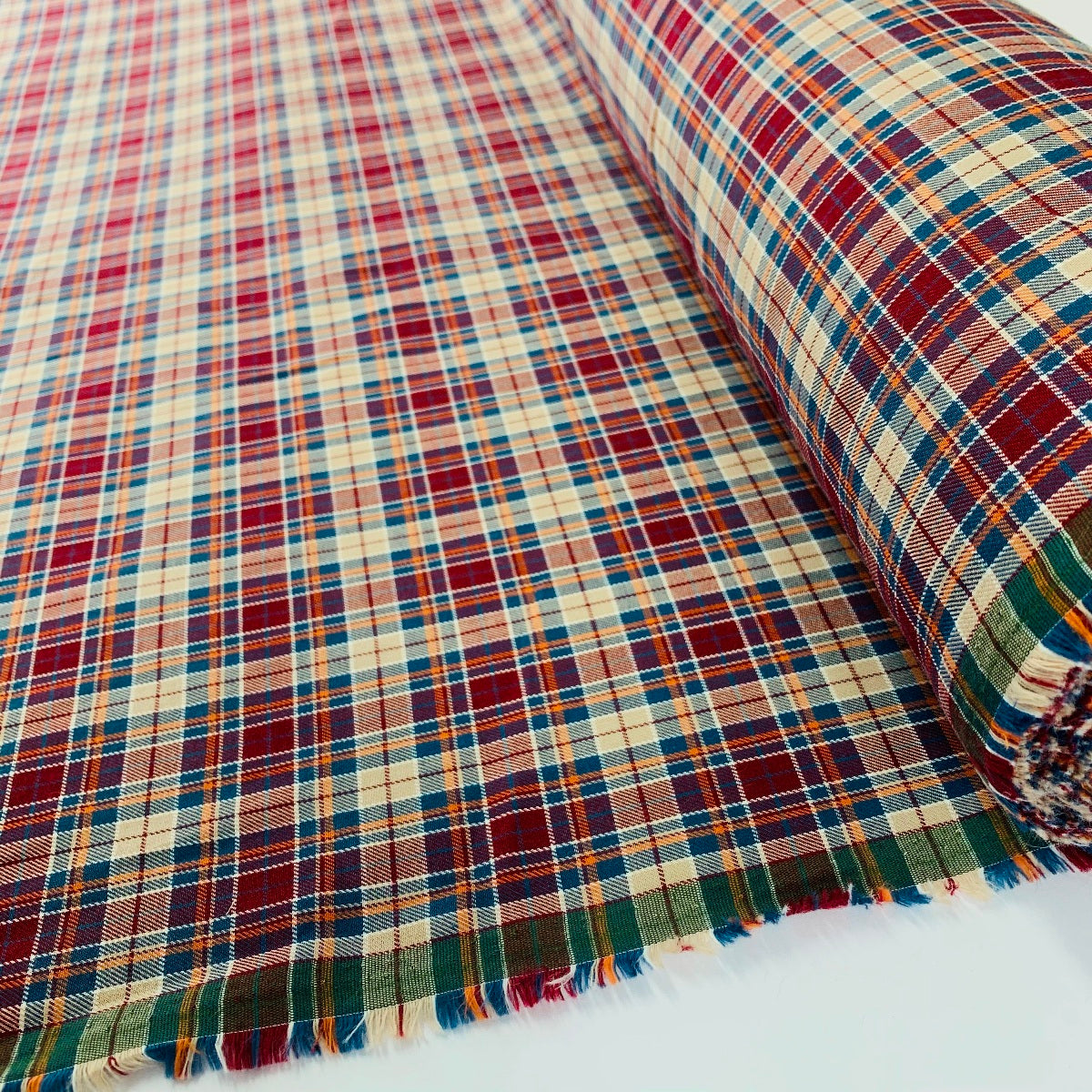 Brushed Tartan - Beige + Red