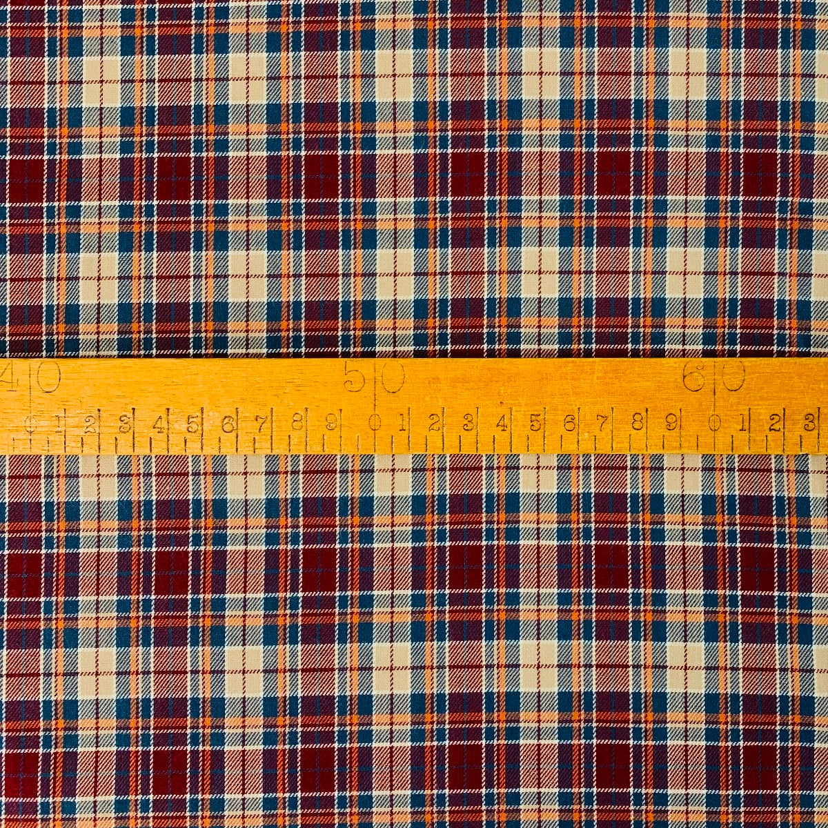 Brushed Tartan - Beige + Red