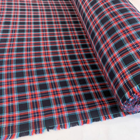 Brushed Tartan Benjamin Blue Cotton Shirt Material Roll
