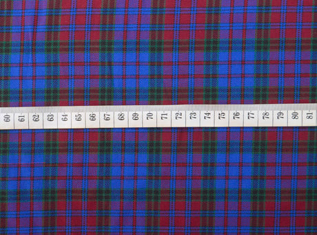 Brushed Tartan Cotton Red Blue Checked Fabric S