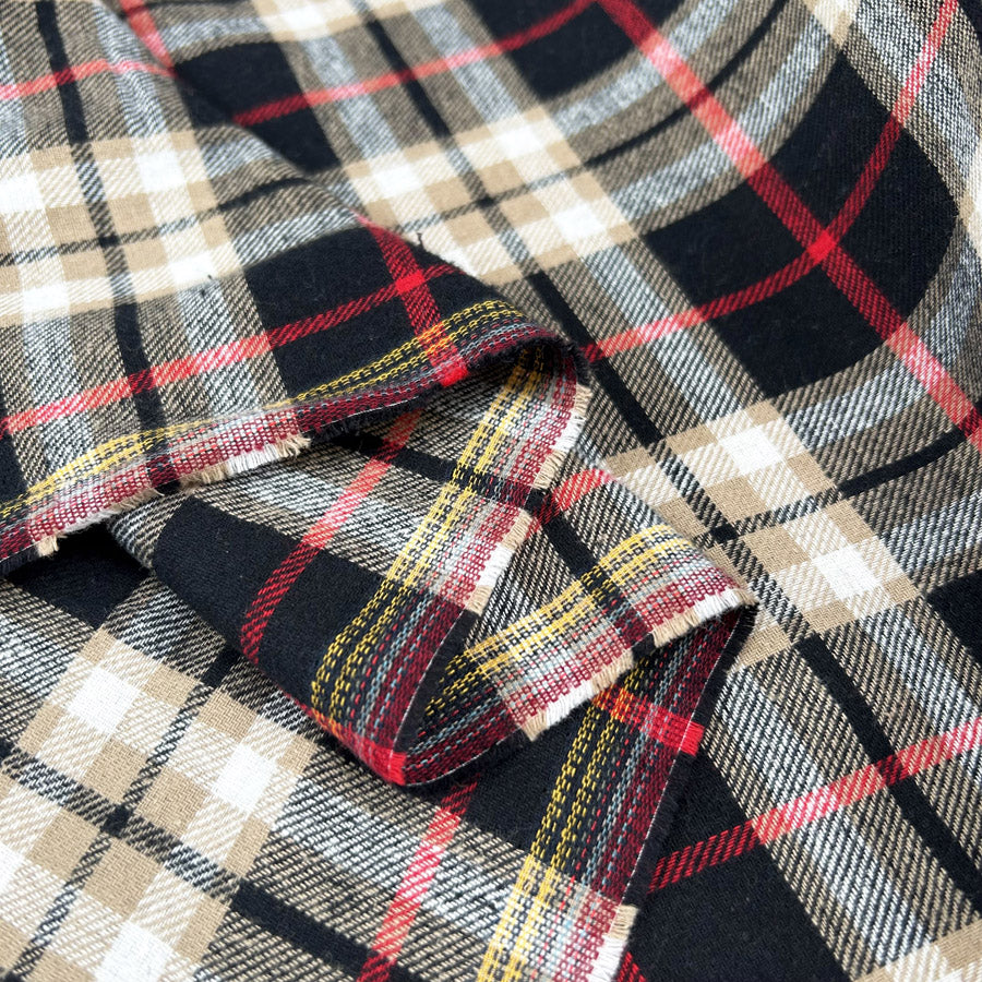Cotton Check Black Flannel Fabric | Brushed & Cosy - Dennis – Croft Mill
