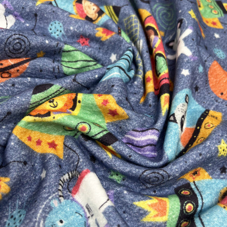 Brushed Cotton Galactic Safari Multicoloured Winceyette Digital Print Flannel Fabric