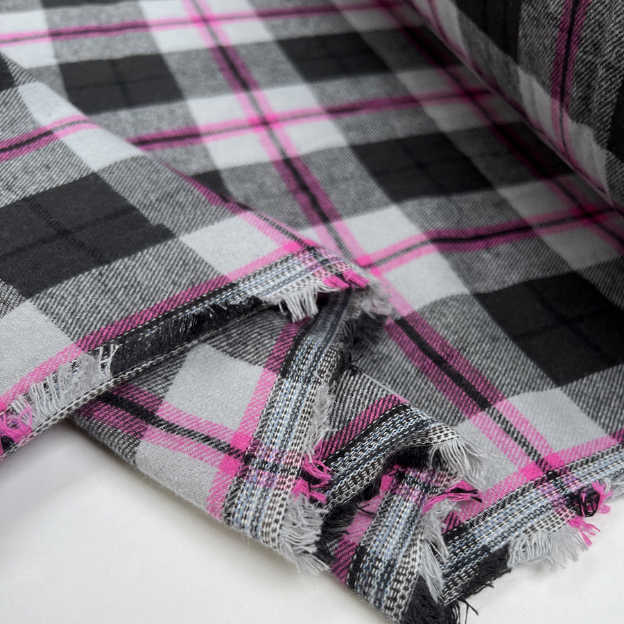 Brushed Cotton - Pink & Grey Check
