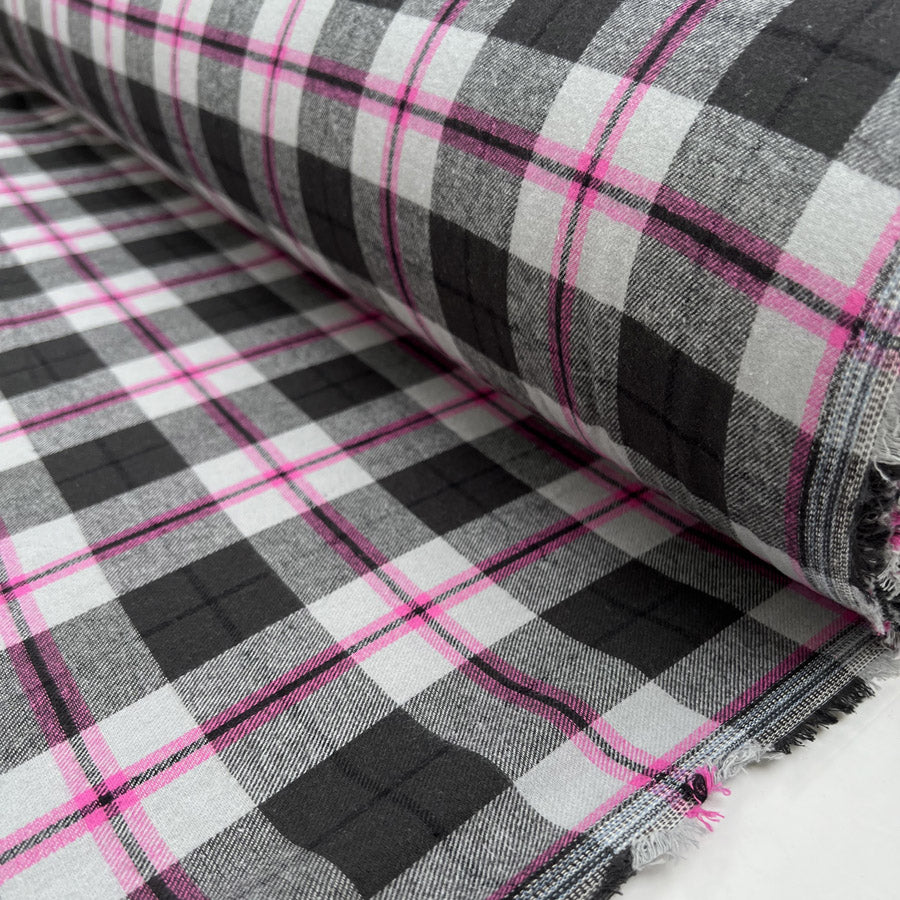 Brushed Cotton - Pink & Grey Check