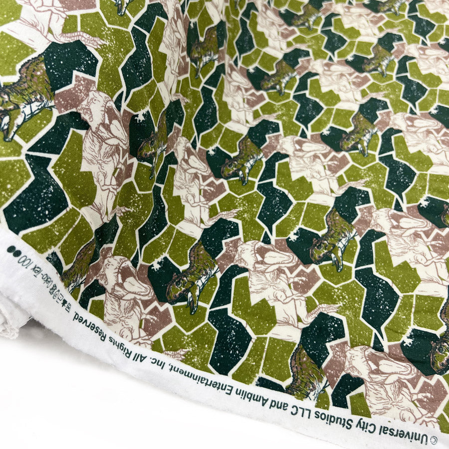 Brushed Cotton Sweatshirting Fabric Licensed Jurassic Park Camouflage Print Roll