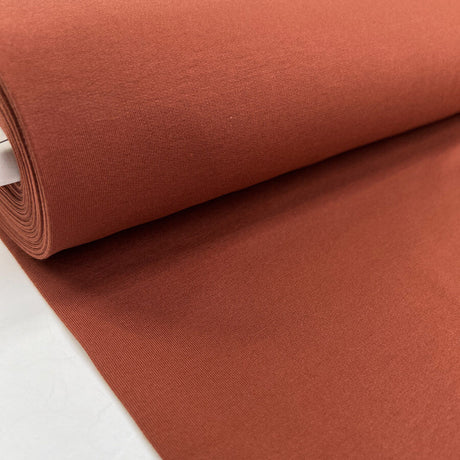 Brushed French Terry Terracotta Cotton Elastane Stretch Knit Jersey Fabric Bolt