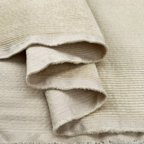 Bubble Wash Corduroy Cream 8 Wale Cotton Spandex Woven Heavyweight Trouser Fabric Fold