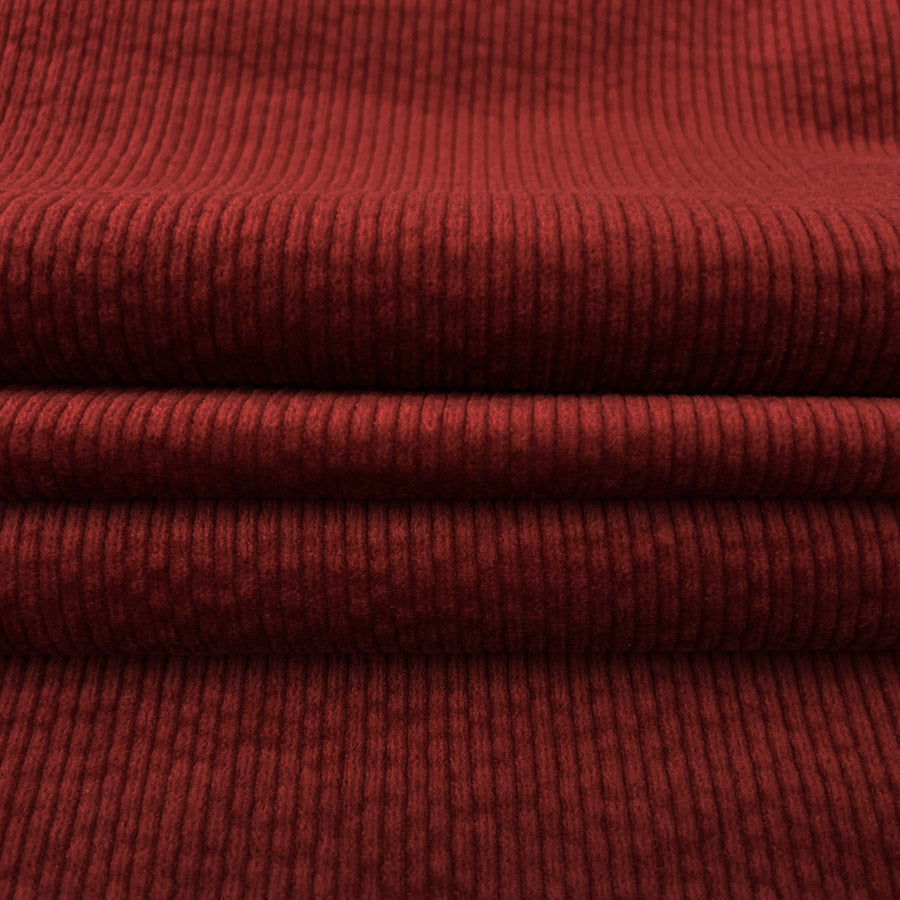Bubble Wash Corduroy Crimson 8 Wale Cotton Spandex Woven Heavyweight Trouser Fabric