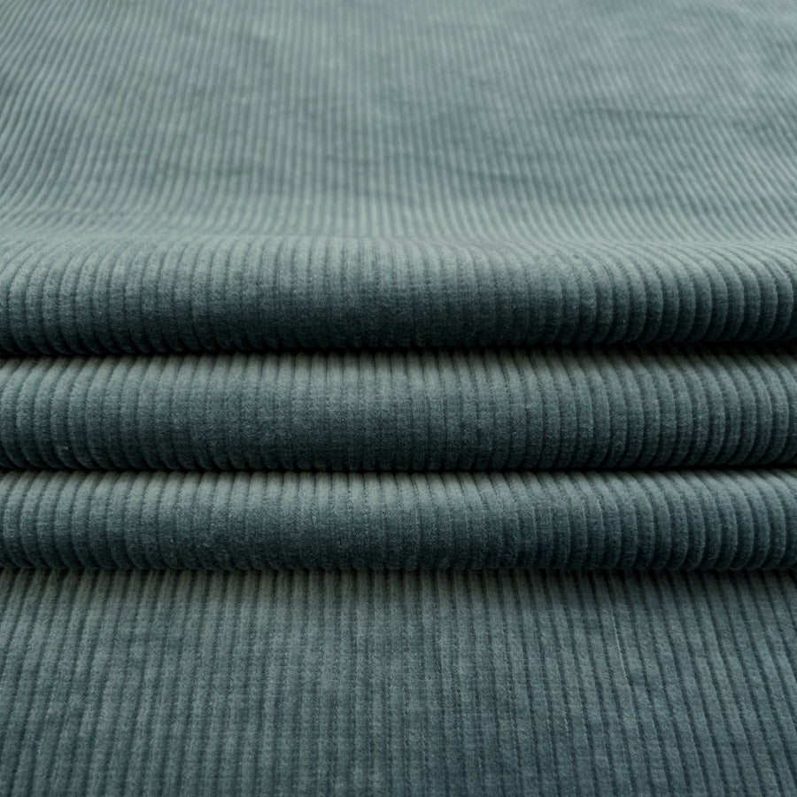 Bubble Wash Corduroy Sea Green 8 Wale Cotton Spandex Woven Heavyweight Trouser Fabric