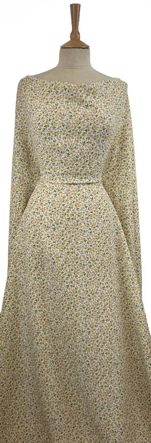 Buttercup Bliss Yellow White Floral Viscose Dressmaking Fabric Mannequin