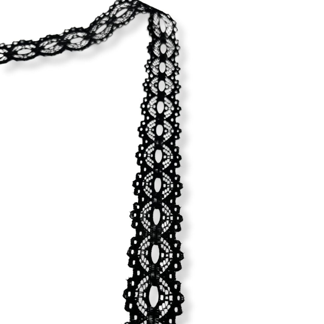 Button Hole Crochet Lace - Black