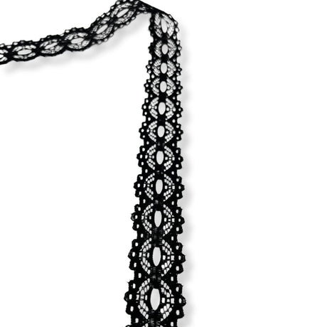 Button Hole Crochet Lace Ribbon Trim Black 23mm Wide