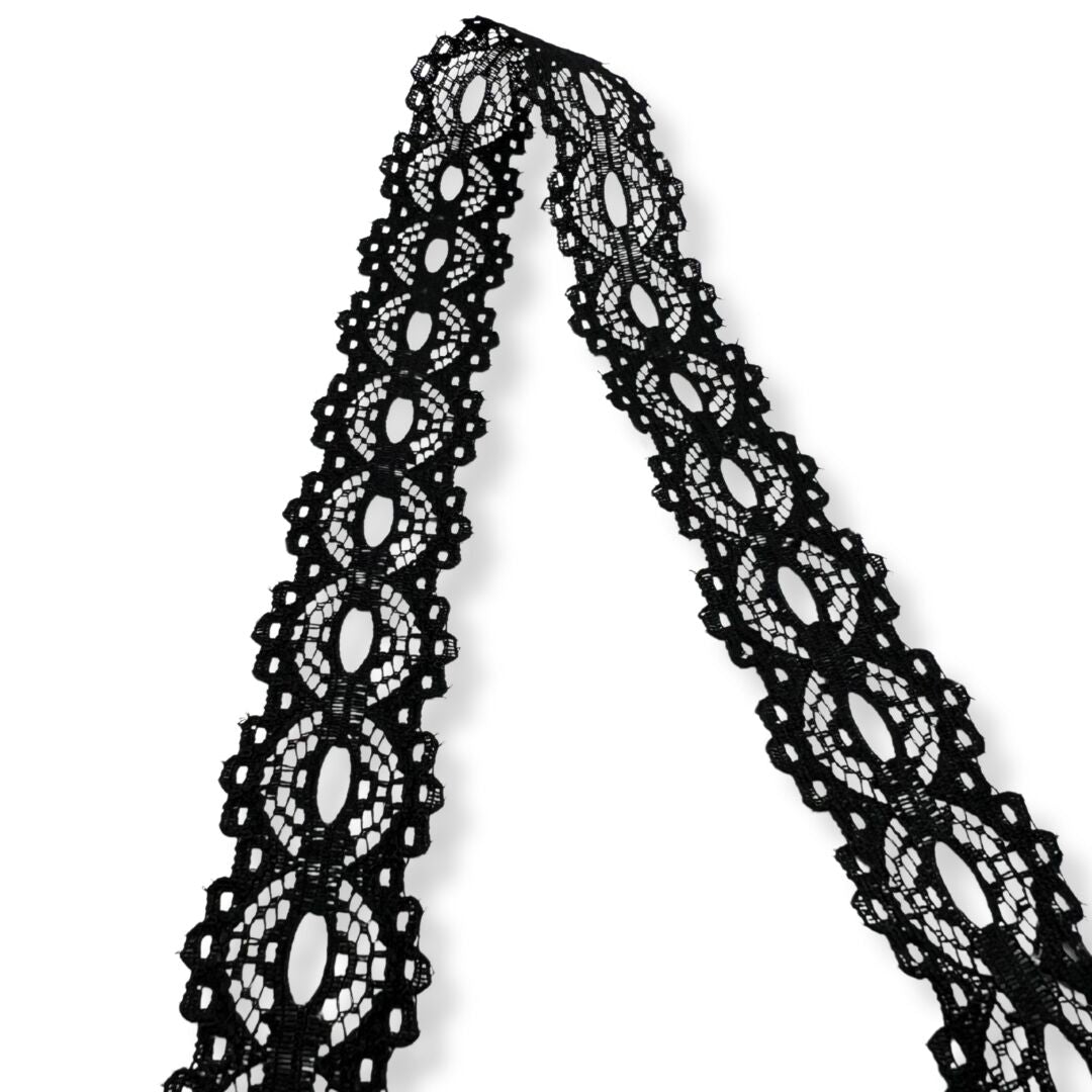 Button Hole Crochet Lace - Black