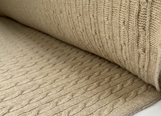 Cable Car Chunky Wool Oat Knitted Italian Lambswool Jumper Fabric Roll