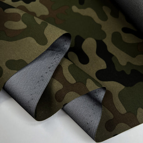 Camo Shield Army Green Brown Water Resistant Nylon Coating Fabric Fold