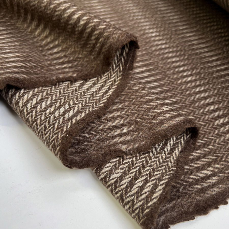 Cappotto wool brown abstract woven italian coating fabric fold