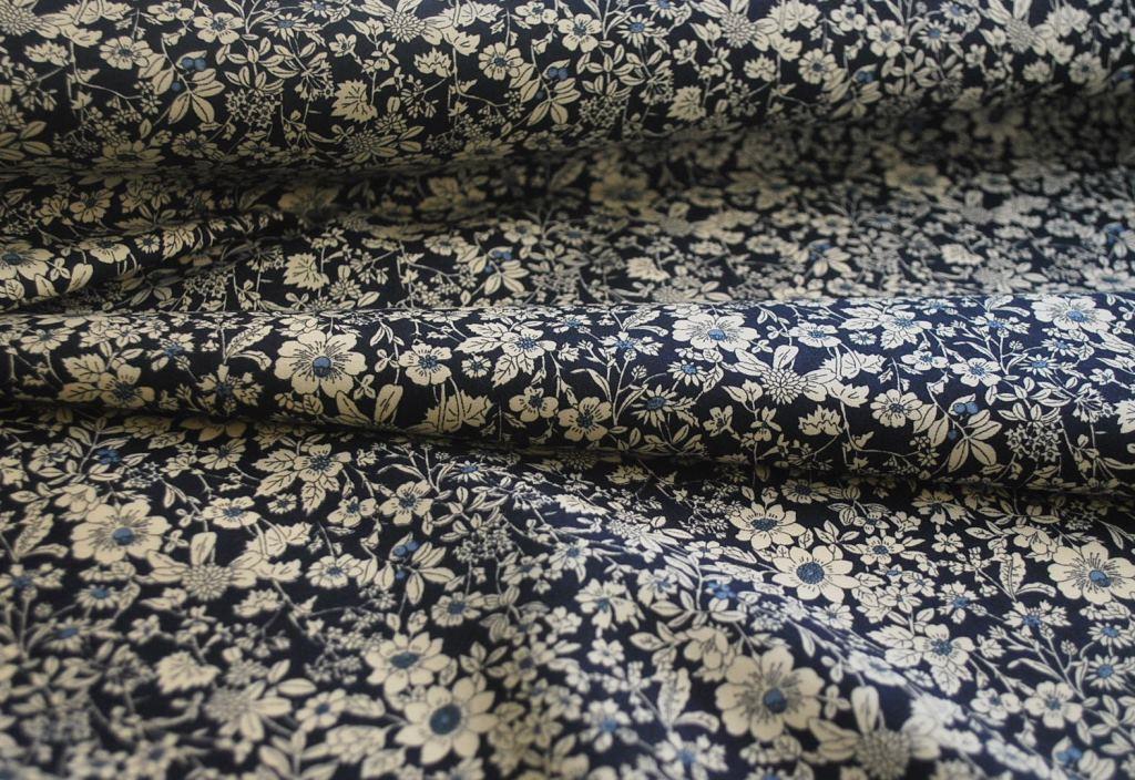 Poplin Print - Caroline - Navy
