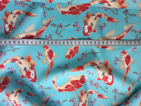 Carpe Diem Pale Blue Cotton Fish Print Cu