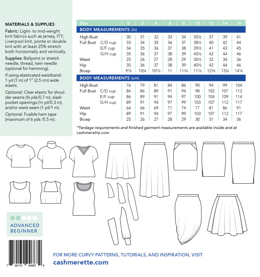 Cashmerette - Grafton Dress, Top & Skirt Pattern Mix & Match Pack (US 0-16)