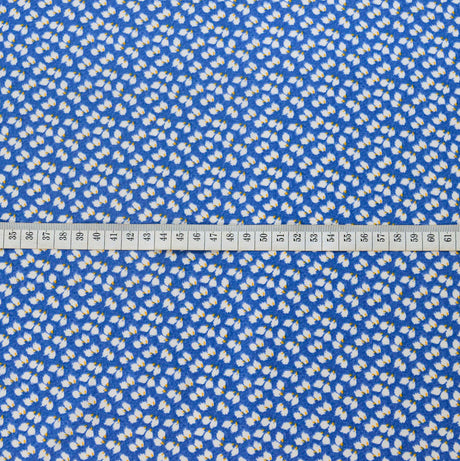 Challis Blue Leaf Viscose Challis Lightweight Dress Fabric Scale Fabric Photo