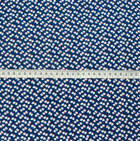 Challis Navy Leaf Viscose Challis Lightweight Dress Fabric Scale Fabric Photo