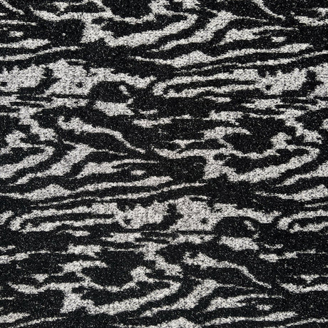 Charme Ex Designer Italian Black Grey Viscose Polyester Chunky Knit Abstract Coating Fabric Print
