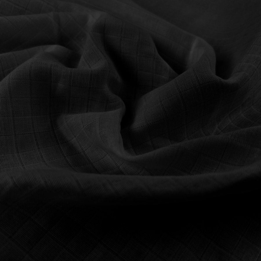 Checked Flat Double Gauze - Black