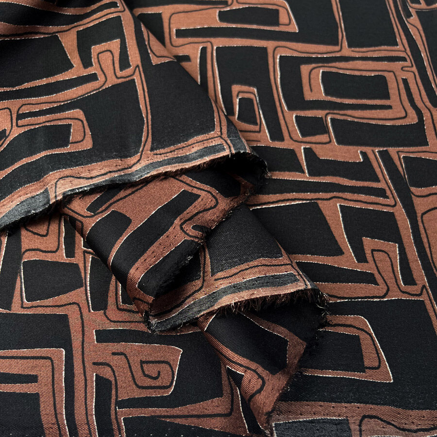 Chestnut Satin Black Brown Geometric Abstract Polyester Dress Fabric Fold E1C27C84 Ac83 4E8B A9A8 F89E5Ce667C4