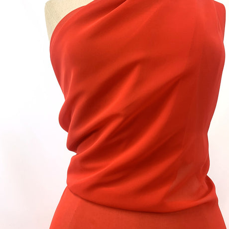 Chiffon Red Polyester Dress Fabric Close Up 2