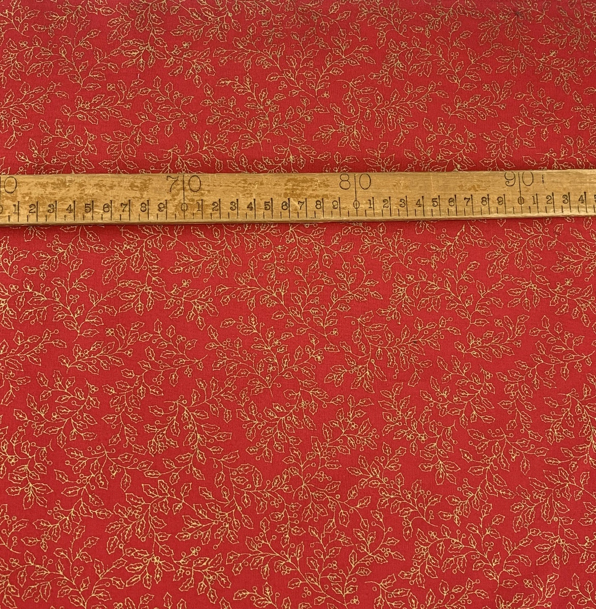 Christmas Cotton - Holly - Red