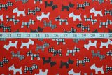 Christmas Poly/Cotton - Scotty Dog - Red