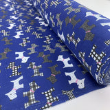 Christmas Poly/Cotton - Scotty Dog - Royal Blue