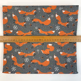Christmas Poly/Cotton - Festive Fox - Grey