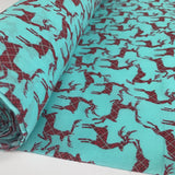 Christmas Poly/cotton - Tartan Reindeer - Aqua